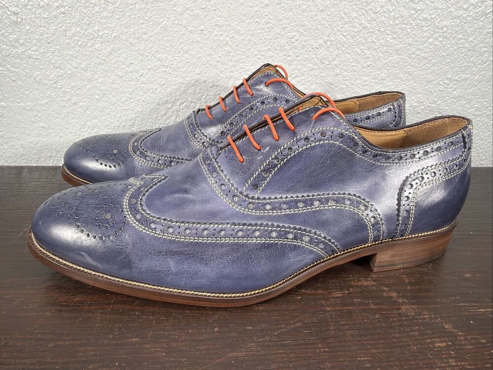 Cuoio Meattini Italian Wingtip Blue Oxford Dress Shoes US 10.5 EU 44